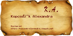 Kopcsák Alexandra névjegykártya